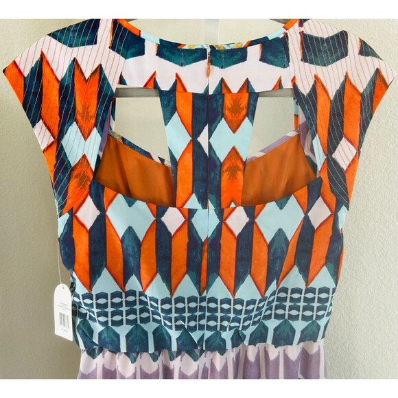 NWT Jessica‎ Simpson Midi Dress Sleeveless Pockets Cut Outs Purple Orange Blue 6 - Picture 10 of 12